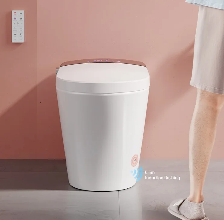 Ceramic floor mounted electrical smart toilet Siphon Flushing elongated automatic seat heating one piece intelligent toilet