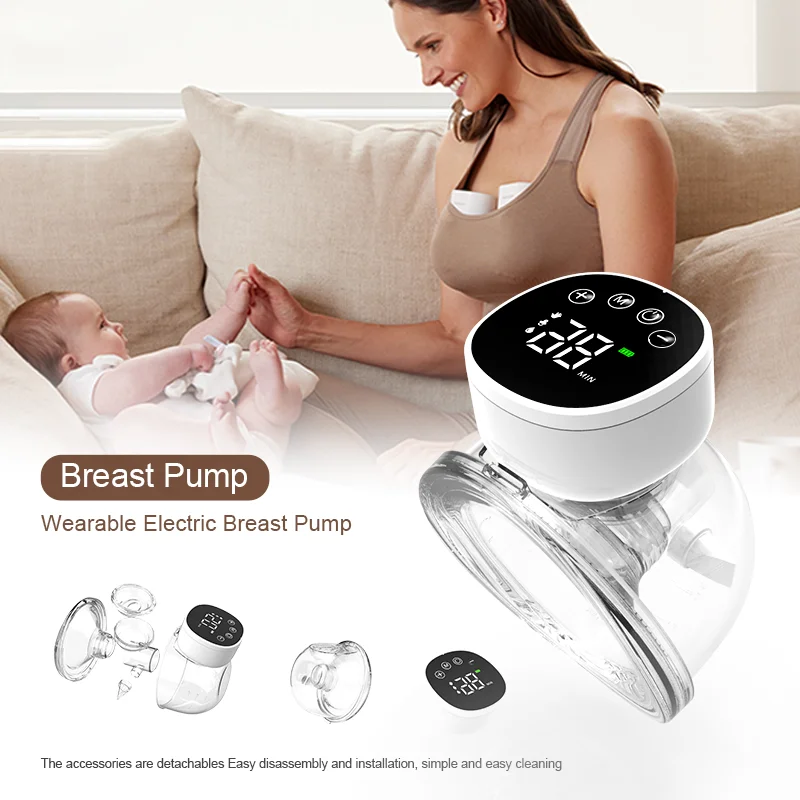 baby wearable silicon portable wireless feeding Breast Milk Pump Intelligent  Hands Free Electric Breast milk Pump