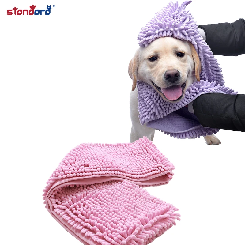 
Textile Manufacturer Supply Chenille pet towel easy to carry dry fast Custom logo bath towel with customized logo hooded design 