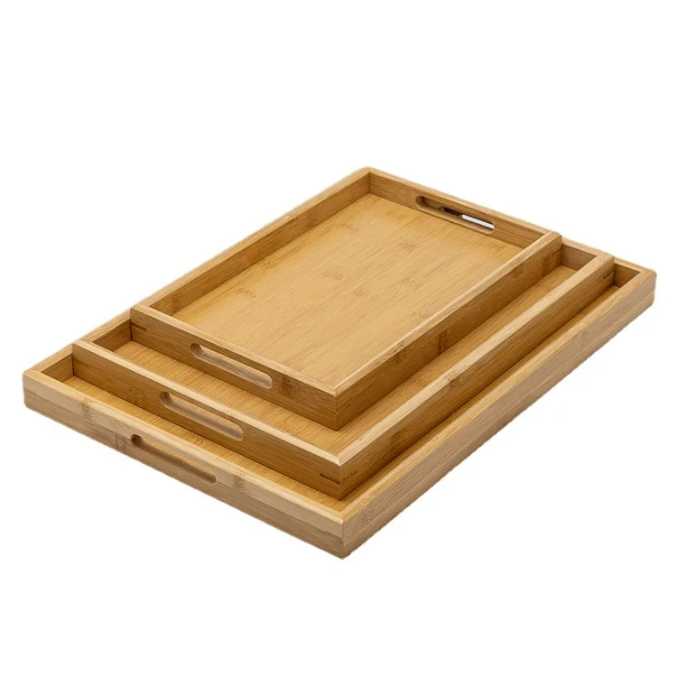 Simple rectangular bamboo wood tray home bread and fruit tray hotel bamboo tea tray