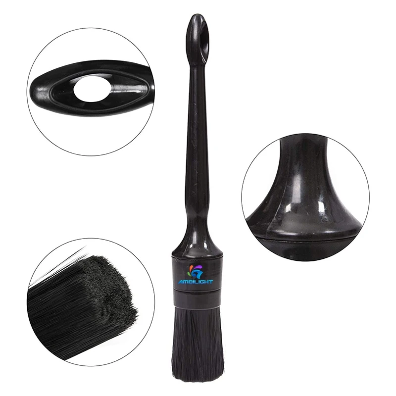 5 Pack Auto Black Detail Brushes Comfortable Grip and Scratch Free Cleaning Brush for Car Interior Exterior Leather Seats