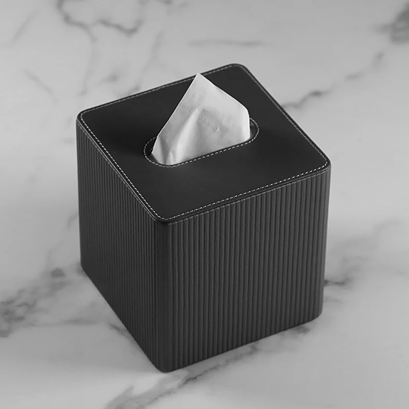 Roman Column Texture Leather Tissue Box Cover Square Bathroom Bedroom Home Office Accessories PU Leather Tissue Box Holder