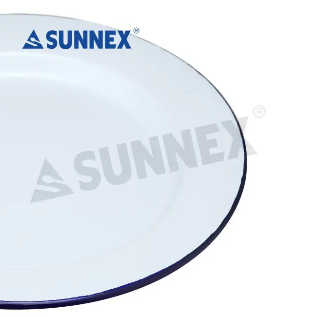 Sunnex оптовая продажа белая Круглая стальная эмалированная металлическая тарелка для супа с индивидуальным принтом обеденная кемпинга