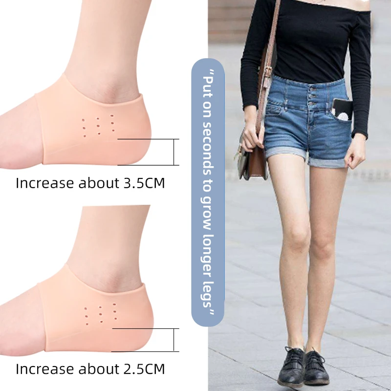 invisible Heel Insoles Comfortable and breath Heel Shoe Lift 3.5cm Silicone Half Height Increase Insoles