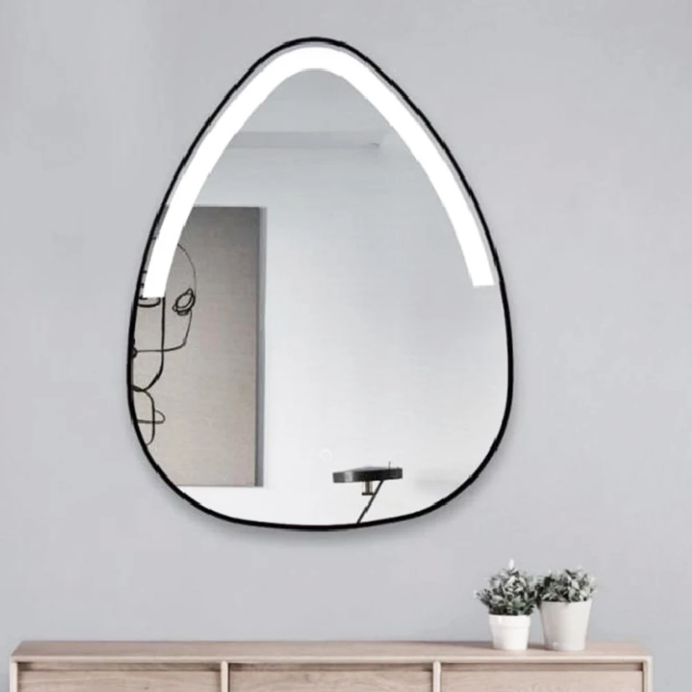 Home Decoration Rectangle Shape Mirror Hotel Room Full Length Dressing Golden Frame Smart LED Bathroom Wall Mirrors with Light