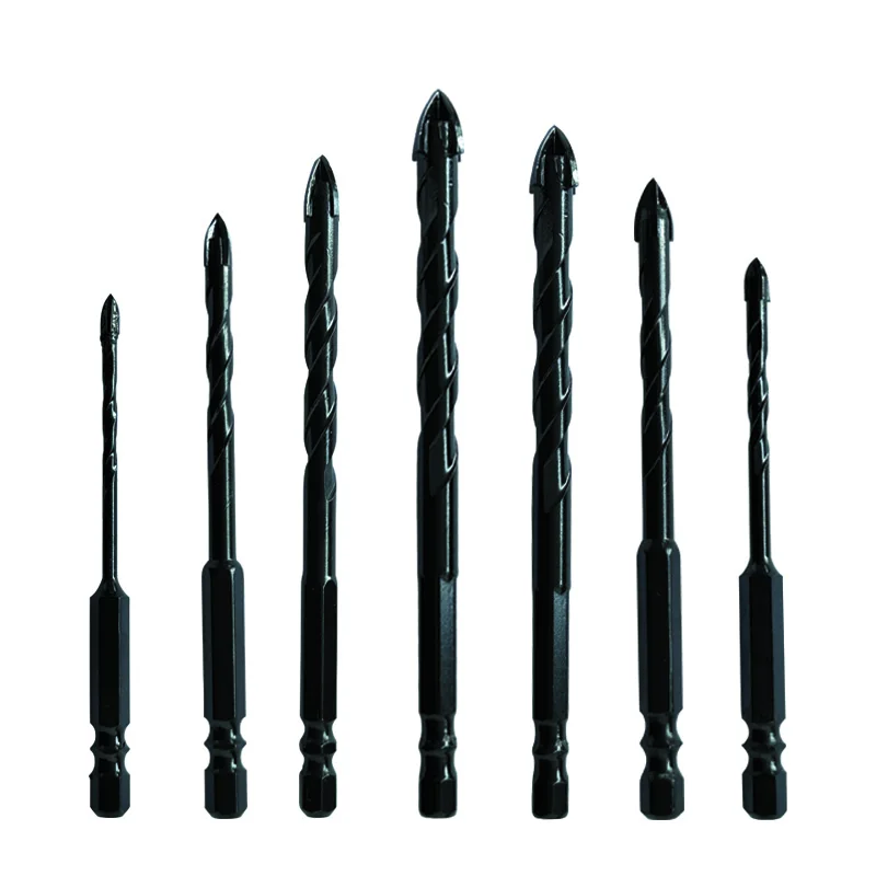 Hexagonal cross tile drill bit glass ceramic concrete cement wall opening drill bit alloy triangle drill bit