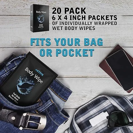 Single Pack No Rinse Whole Body Shower Wipes Alcohol Free Cleansing Organic Body Wipes with Aloe