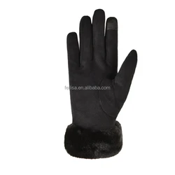 Lady hand gloves cold weather keep warm Suede gloves