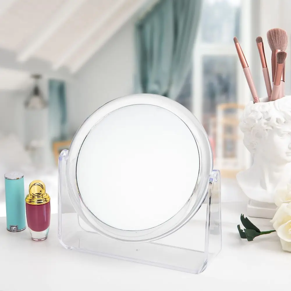 Bathroom Shaving Mirror Rotating Table Vanity Cosmetic Dressing Table Circle Mirror Two Sided Magnifying Makeup Mirror