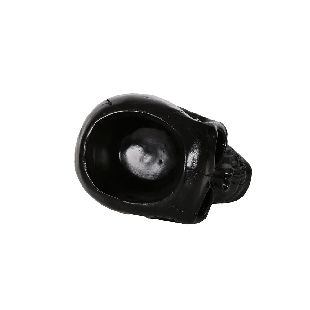 Desktop Flower Pot Resin Skeleton Head Stationery Pens Organizer Skull Pen Holder Cup Black Skull Makeup Brush Holder Ornament