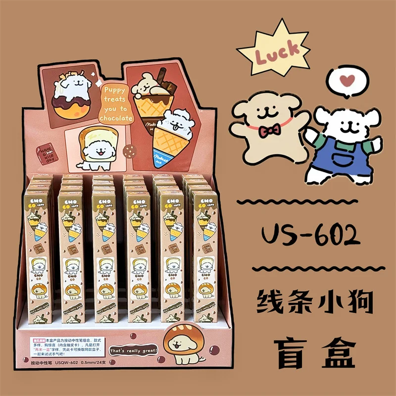 24 Pcs New Sanrioed Gel Pens Student blind box Pen Lovely School Supplies Wholesale Stationery Store Model Anime Pen Water Cup