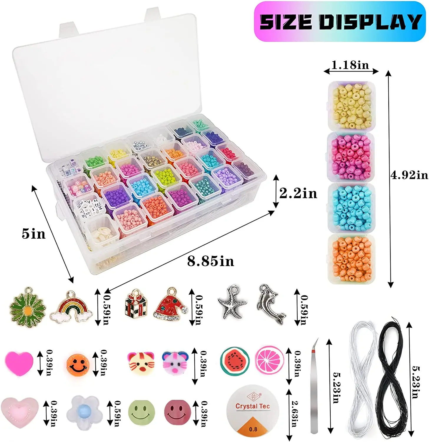 28 colors glass seed beads rice beads set for jewelry making charm bracelet making  with letter beads for name bracelet kids