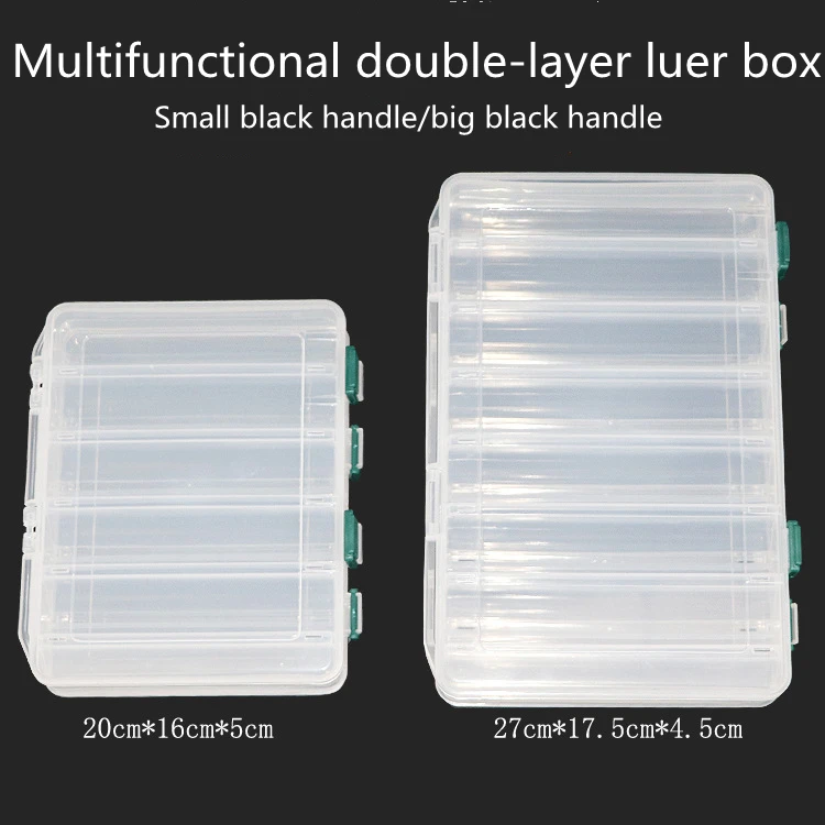 Hard Plastic Storage Box Plastic Fishing Lure Hook Bait Fishing Tackle Box Transparent Double Layer Fishing Gear