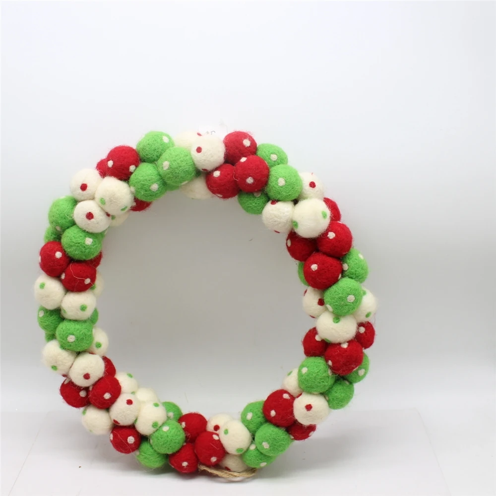 christmas bauble handmade felt wool ball garland for wholesales
