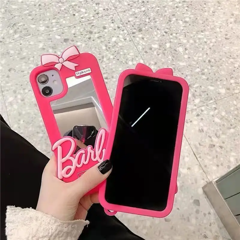 Factory direct sale Barbie mirror for 14 Pro max iphone 13 phone case iPhone 7 Female 8 plus Silicone XR fall proof case