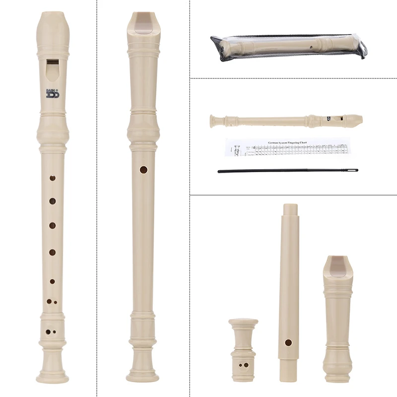 New Arrive 6 And 8 Hole ABS Plastic Musical Instrument Wooden Color Flute Recorder For Education