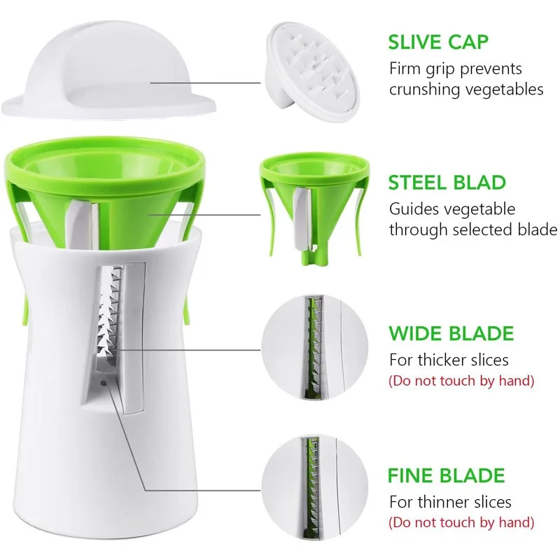 1PC Blades Vegetable Spiralizer Slicer Twister Handheld Spiral Cutter Fruit Grater Cooking Tools Spaghetti Pasta Kitchen Gadget