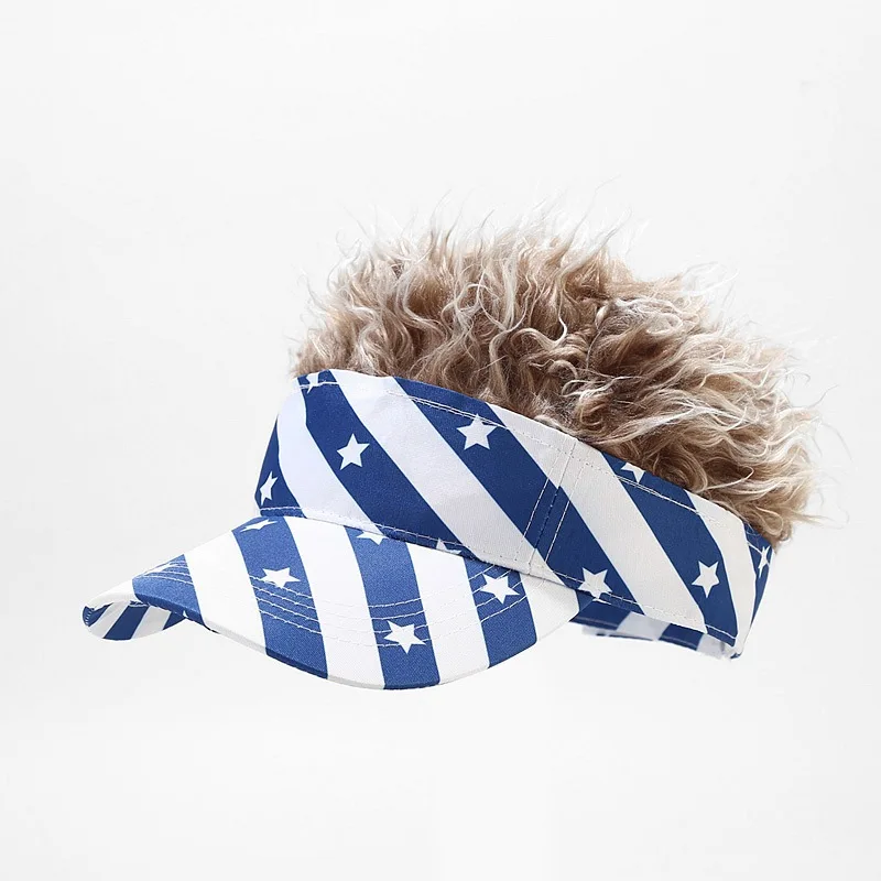 Hot Selling Stock American Flag Cap Five Pointed Star Striped Wig Custom Baseball Cap Pattern Logo