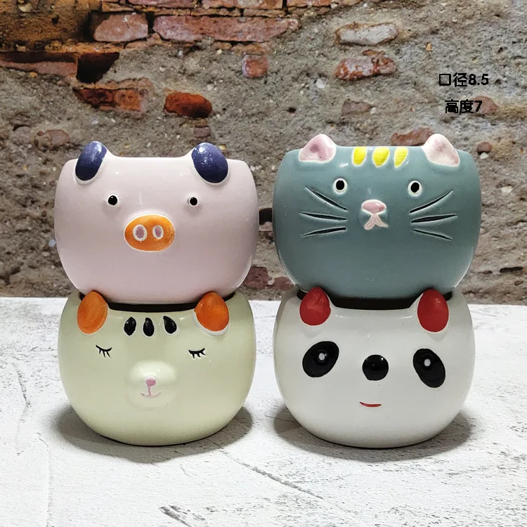 
Animal POTS potted wholesale creative lovely cartoon ceramic succulent flower pot plant container cute cat pig indoor decoration 
