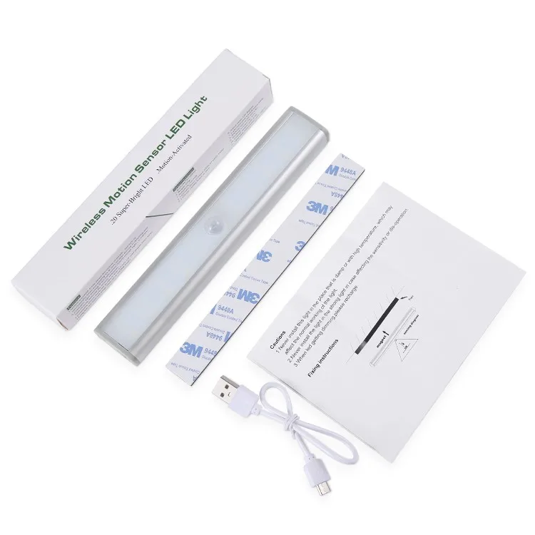 PIR Motion Sensor Light Wireless 30 LED Lighting Bar Under Cabinet Closet Bookcase Wardrobe wall Night Lamp