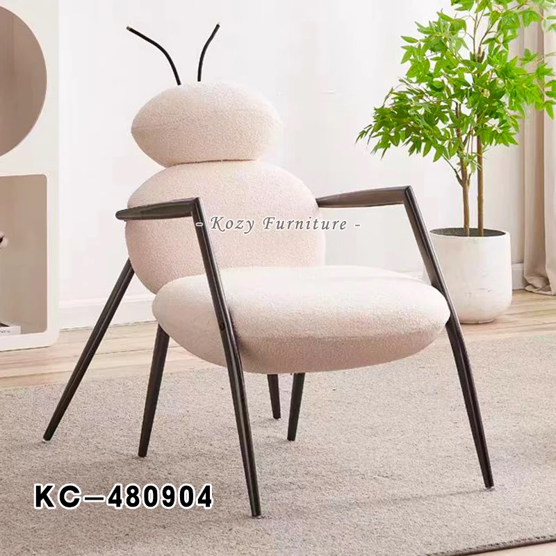 Modern Special Design Wool Roll Iron Steel Leg Ant Shape Living Room Chair