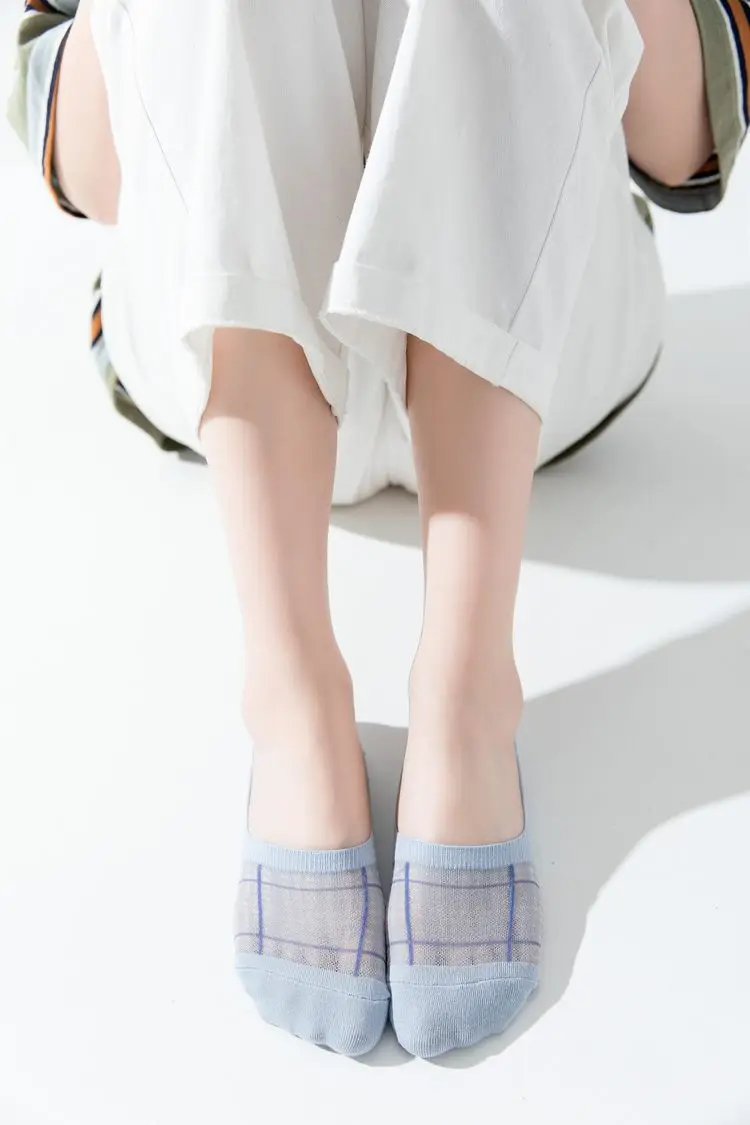 Summer wholesale stylish breathable sweet fresh versatile argyle no show teen invisible socks