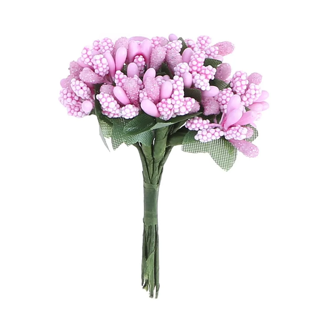 Сушеные Искусственные цветы с тычинками для свадьбы, украшение для дома «сделай сам», скрапбукинг, искусственные цветы, 12 шт.