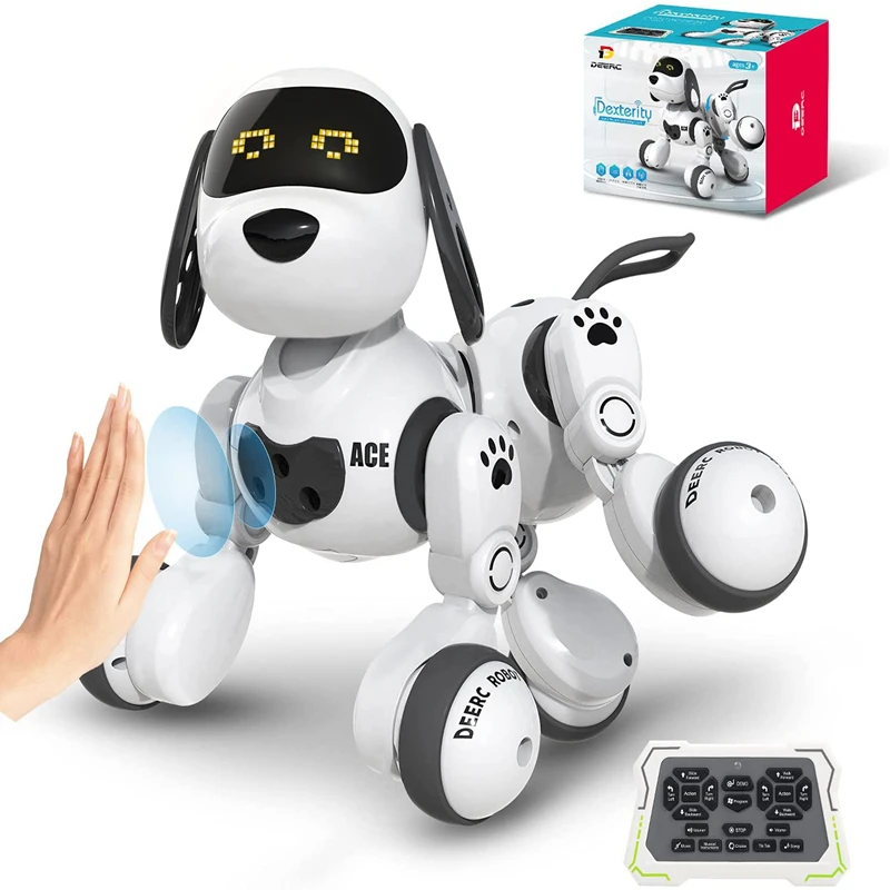 Popular Sell DEERC 18011 Remote Control Robot Lovely Dog Shape Programmable Gesture Sensing Smart RC Robots Toy for Kids