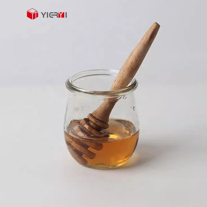 Wood Honey Dipper Stick Natural Handmade Olivewood Stirre Drizzle and Serve Syrup or Molasses 5.3 Inch Wooden Honey Spoon