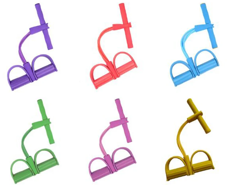 
Portable 4 Tubes Elastic Resistance Bands Latex Pedal Exerciser Sit-up Pull Rope Expander Mini Indoor Home Gym 