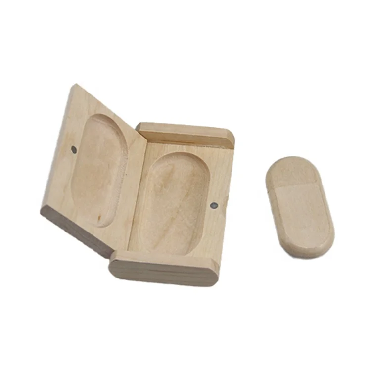 Wholesale China factory handmade natural color maple wooden box usb flash drive