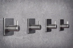 Adhesive Wall Hooks Heavy Duty Waterproof 304 Stainless Steel Kitchen Hooks 3M Adhesive Wall Hooks