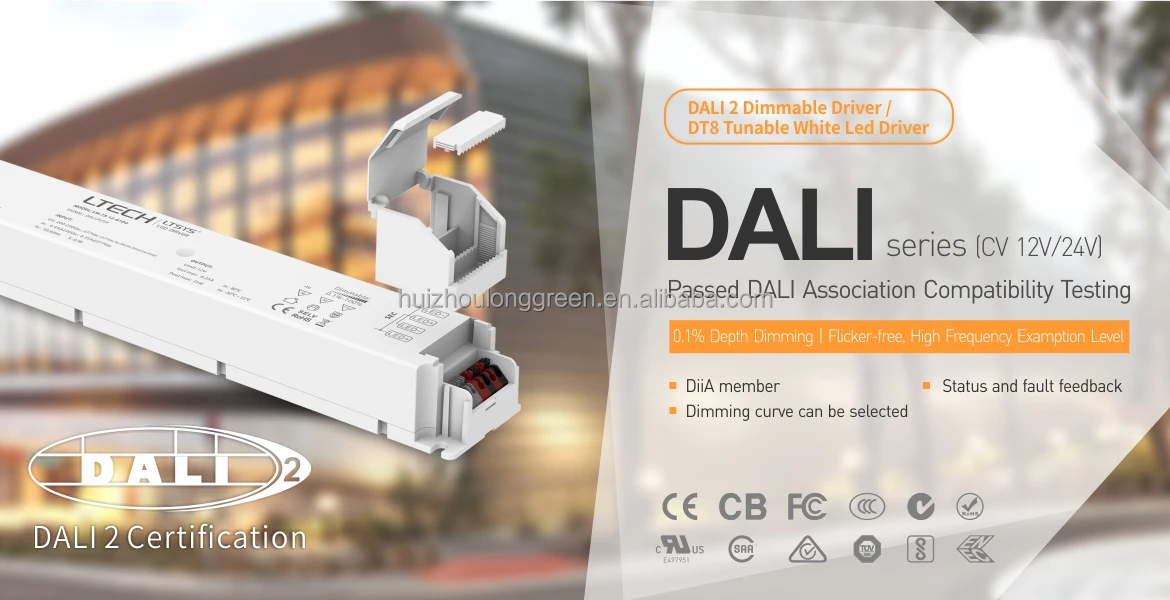Ltech LM-240-24-G2D2 240W 24V NFC CV DALI DT8 tunable white Constant Voltage Push DIM Flicker Free Dimmable LED Driver