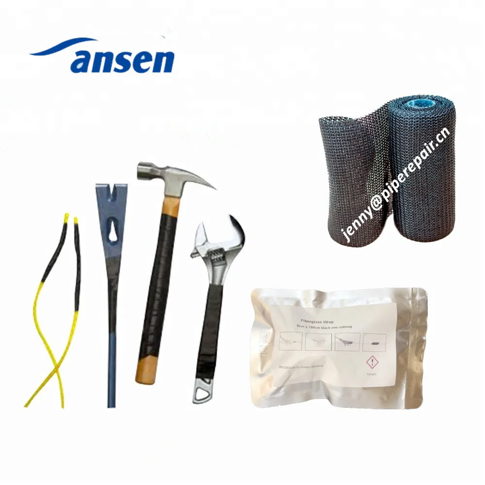 Rusted and Broken Pipe maintenance Emergency pipe repair bandage industrial strength fiber and resin wrap