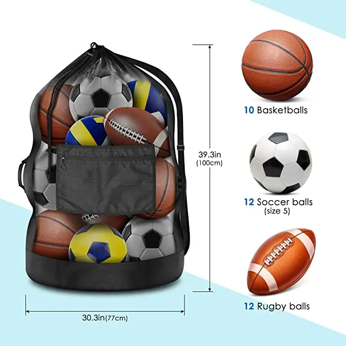 Professional Sport Equipment Drawstring Mesh Sack Basketball Ball Bags Football Soccer Mesh Ball Bag