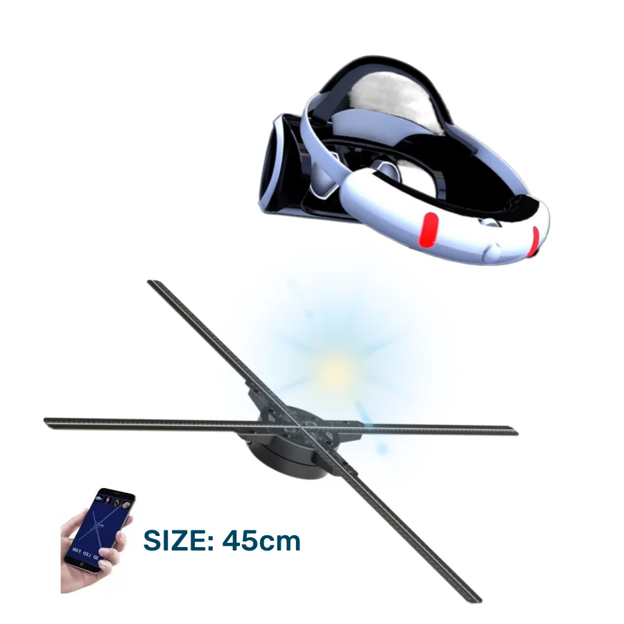 Лидер продаж 3d Голографическая голограмма 45 см 4 лопасти RGB-дисплей голографическая Голограмма рекламный дисплей светодиодный вентилятор