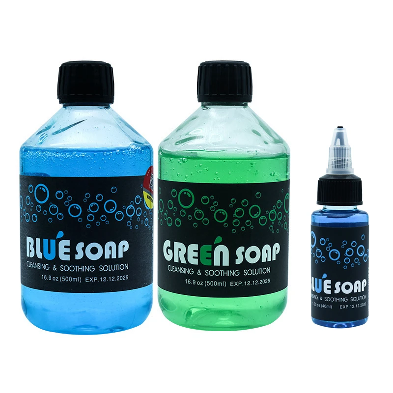 Wholesale Tattoo Soap Green Soap Blue Liquid Cleansing Cleanser Foam 40 500ML Safe Tattoo Tools Algae Comfortable Solution