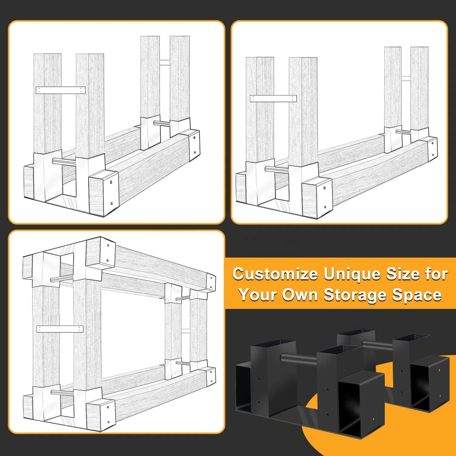 2 PCS Firewood Rack for Outdoor Firewood Storage Metal Lumber Storage
