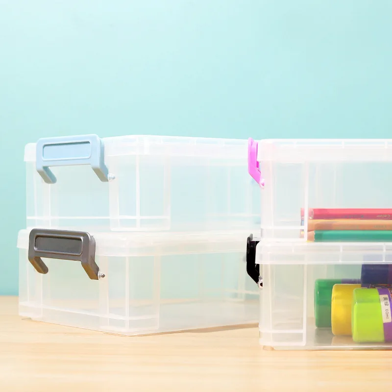 NISEVEN Wholesale Large Capacity Crayon Box Stackable Brush Painting Pencils Plastic Storage Box Dustproof Pencil Box with Lids