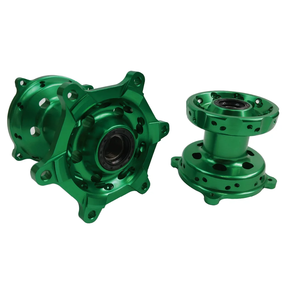 Motorcycle CNC Green Front Rear Wheel Hubs Set For KX250 06-08 19-20 KX250F KX450F 06-18