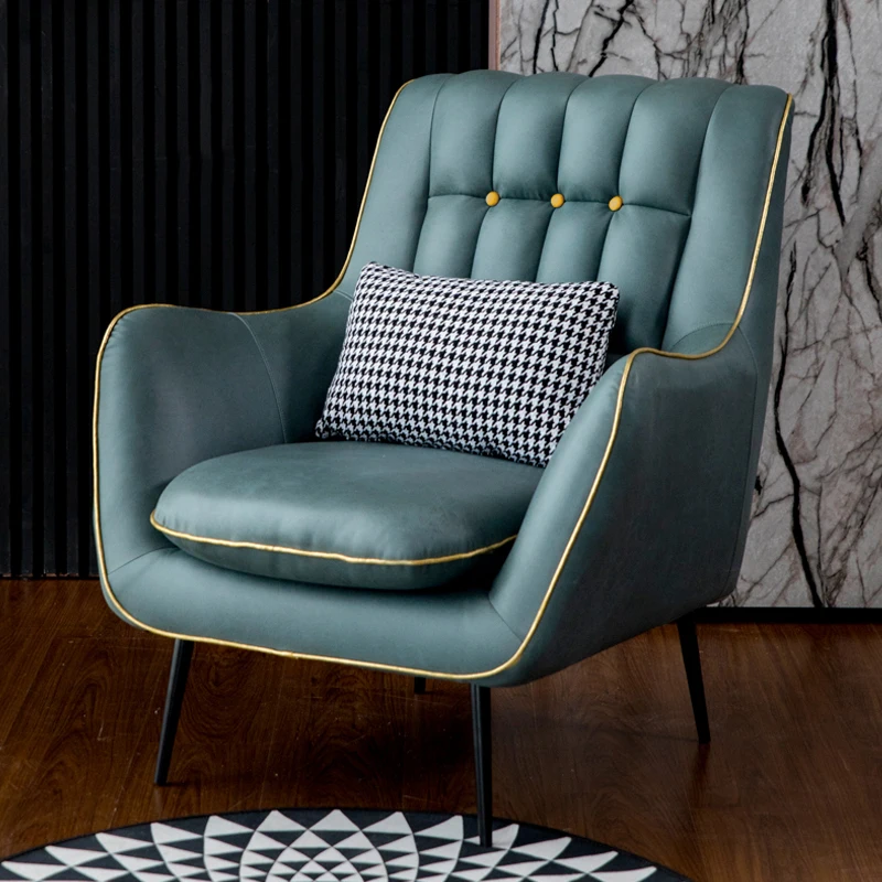 Corner Lounge Nordic Small Leisure Lobby Waiting Sofa Chair Hotel Metal Feet Wooden Leg Furniture