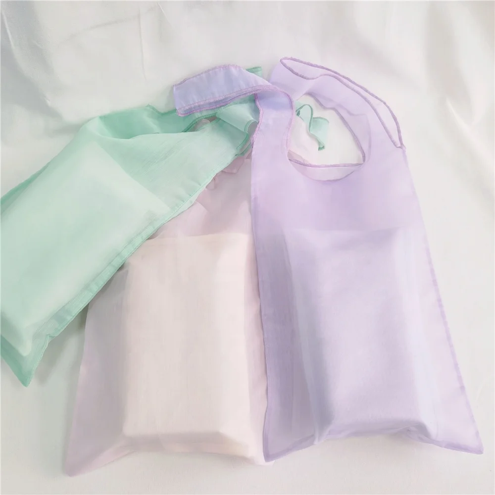 Chuanghua BSCI Factory Custom Cute Fashion High Quality Organza Tote Bag ECO Cute Tote bag Organza Fabric Packaging Handle Bag