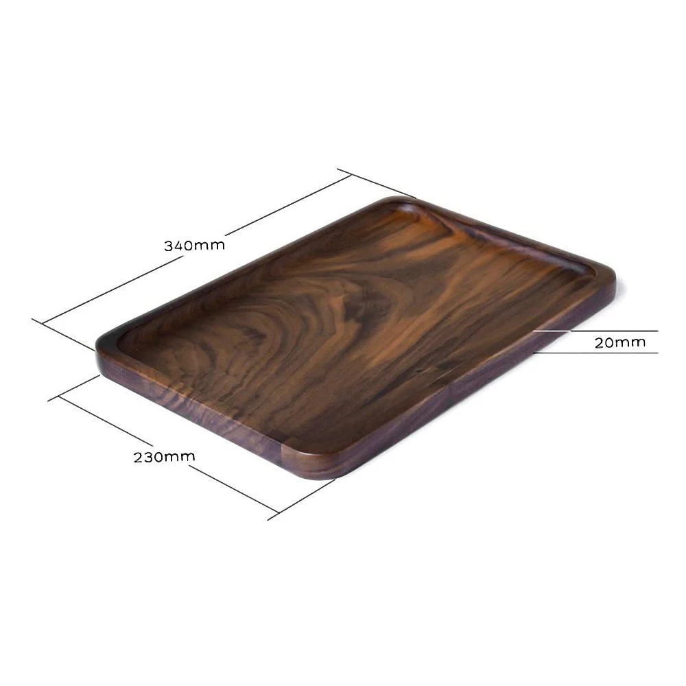 TAOTAOJU factory square tray customized solid wood serving plate Rustic Walnut dessert tray coffee tea pllate wooden tray