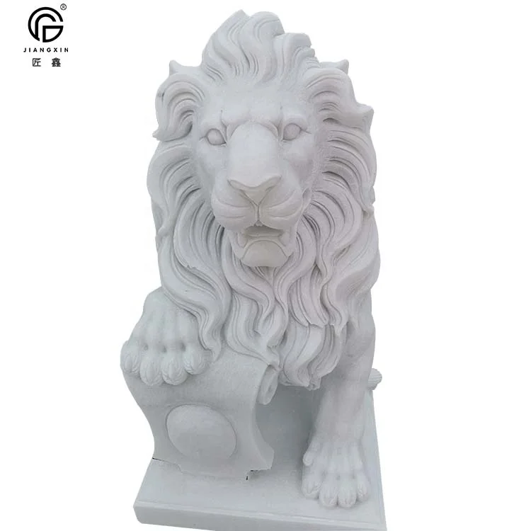 outdoor garden decoration life size white marble lion statue
