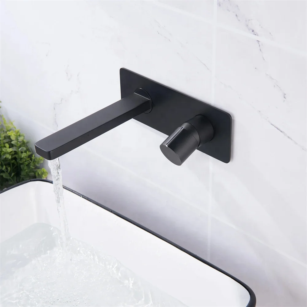 Simple Design High Quality Wall Mounted Washbasin Faucet Bathroom Luxury Concealed Mixer Tap Modern Contemporary Ceramic Gua