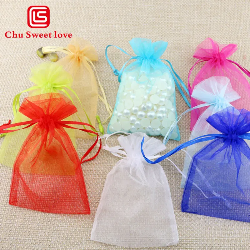 Factory direct sales organza bag jewelry storage holiday gift packaging bag transparent pearl yarn bag