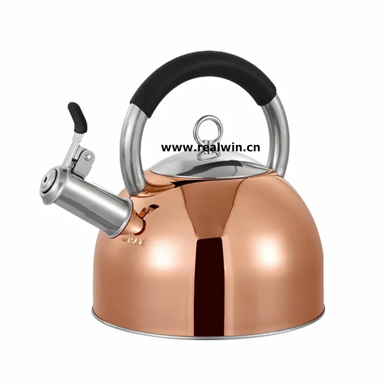 Индукционный чайник со свистком, антикоррозийный, роскошный корпус из нержавеющей стали цвета розового золота Realwin