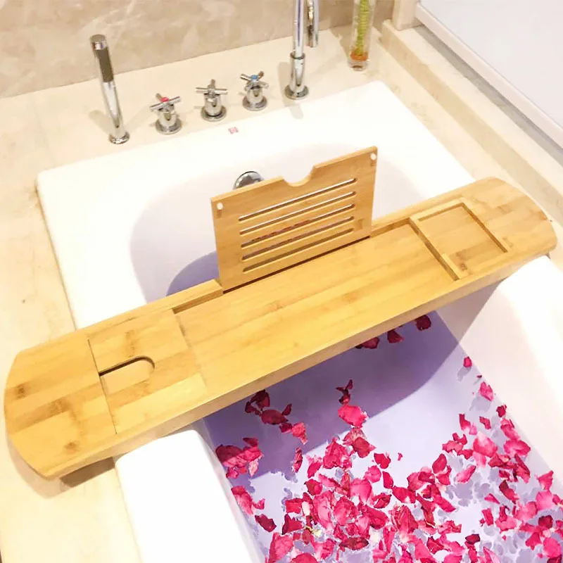 Wholesale cheap bathtub tray bath board bamboo bath rack with custom logo