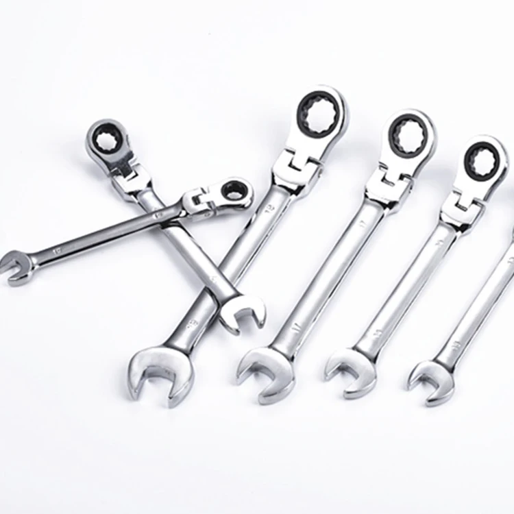 Spot sale hexagon adjustable ratchet point open end reversible metric locking flex ratcheting combination wrench spanner set