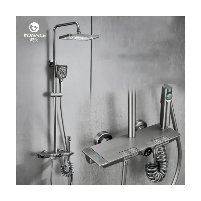 Adjustable Square Thermostatic Bathroom LED Digital System shower sets shower head set bathroom shower set